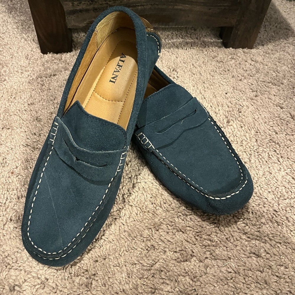 Alfani Blue Suede and Leather Tigger Driving Loafers Size 9.5 - Picture 1 of 8